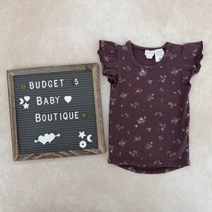 Jamie Kay Plum Floral Ruffle Sleeve Tee